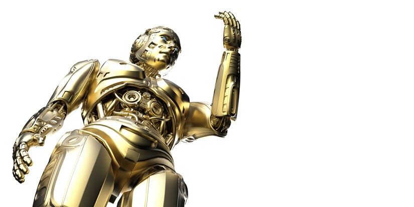Gold metallic robot