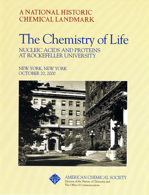 "The Chemistry of Life: Nucleic Acids and Proteins at Rockefeller University” commemorative booklet 
