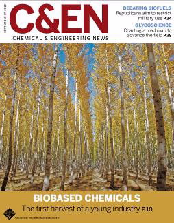 Cover of Chemical & Engineering News magazine September 17, 2012 issue. Feature story: Biobased Chemicals - The first havervest of a young industry.