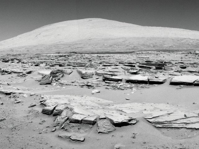 A barren, rocky Martian landscape