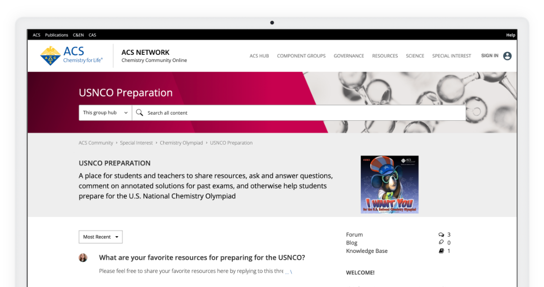 screenshot of hub web page