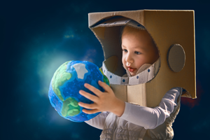 child holding a globe