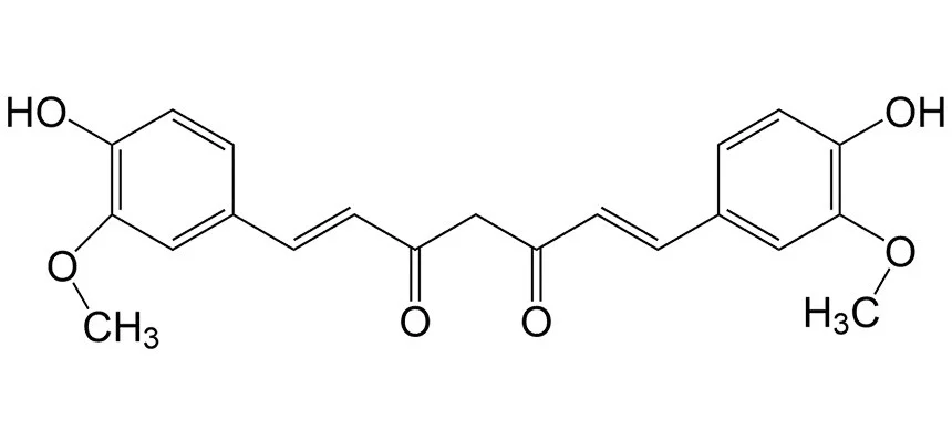 Image of curcumin in its yellow (diketo) form