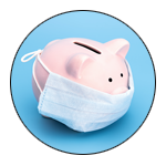 Piggy bank with mask over the snout