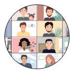 A cartoon of multiple people on webcams