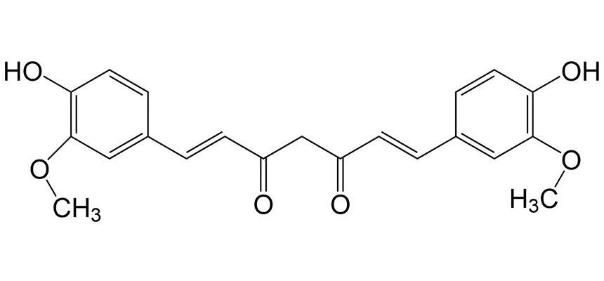 Image of curcumin in its yellow (diketo) form