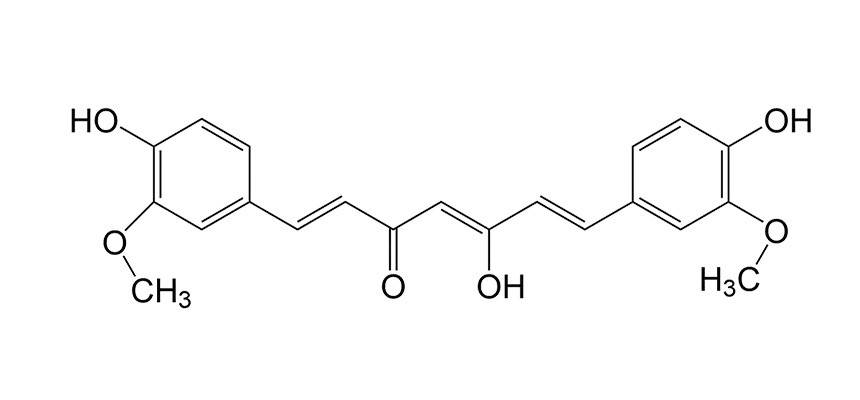 Image of curcumin in its red-orange (enolate) form