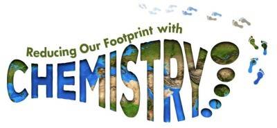 Stylized text reads: "Reducing Our Footprint with Chemistry" in the shape of a footprint