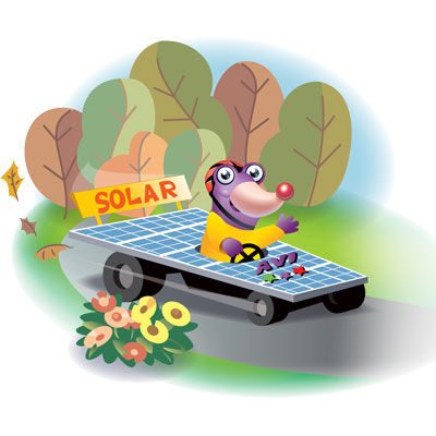 Avi driving solar panel car