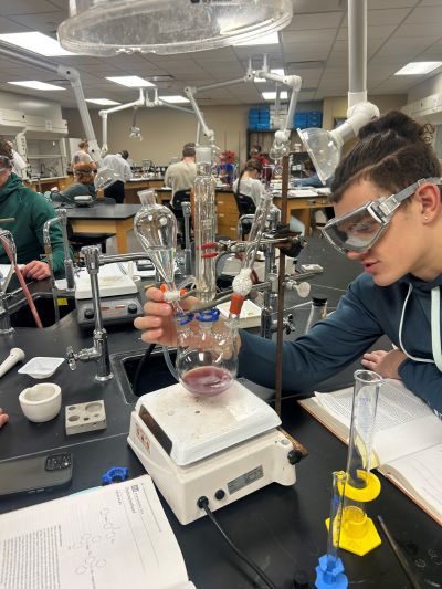 A Bemidji State University student works in the lab.