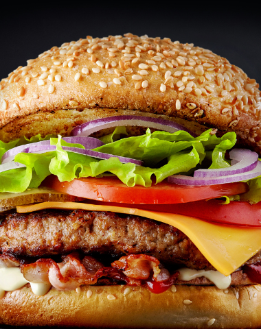Closeup of a cheeseburger