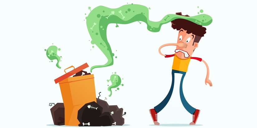 Illustration of smell coming from trash