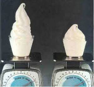 Soft-serve ice cream with different amounts of air incorporated