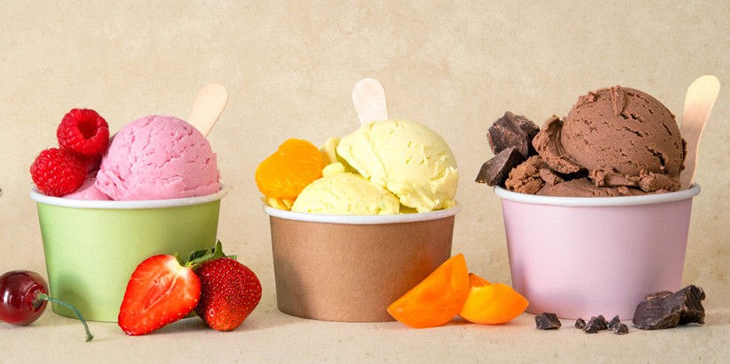 Ice cream of different flavors