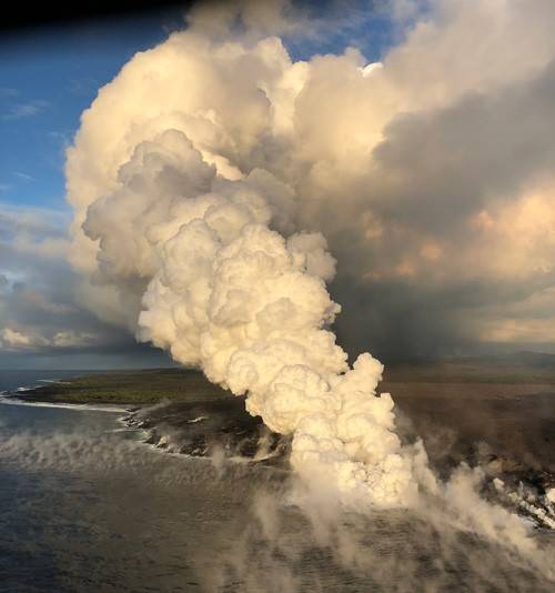 Steam from Kilauea's volcano eruption