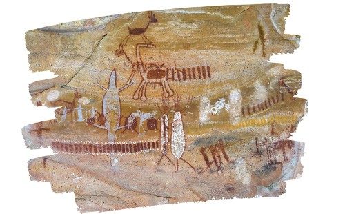 Early cave painting in Serra da Capivara National Park, Brazil.