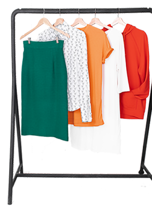 clothes on garment rack