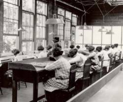 Women working at the United States Radium Corporation in the 1910s and early 1920s