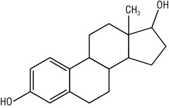 Chemical structure of estradiol, a type of estrogen