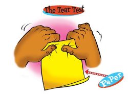 Tear test with paper