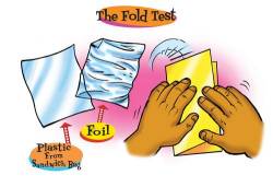 The fold test with a plastic bag, foil, and paper