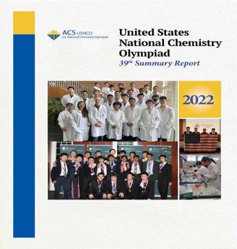 Image of a cover of the report showing a photo of four TEAM USA students holding an USA flag in front of ACS Headquarters building 