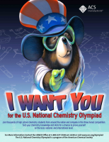 Poster with a mole dressed as Uncle Sam and text reading, "I Want You for the U.S. National Chemistry Olympiad"