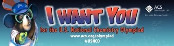 USNCO web banner with a mole dressed as Uncle Sam and text reading, "I Want You for the U.S. National Chemistry Olympiad"