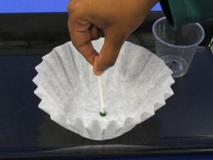 Putting green dot in center of coffee filter