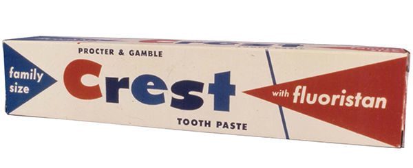 A vintage Crest toothpaste package