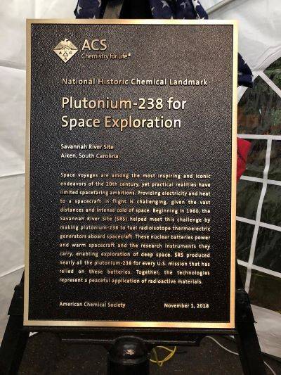 Plaque for the plutonium-238 Landmark.