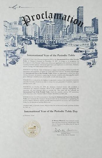 Houston Proclamation - Year of the Periodic Table
