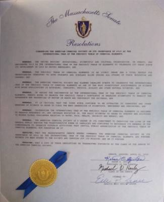 State of Massachusetts Senate's Proclamation - Year of the Periodic Table