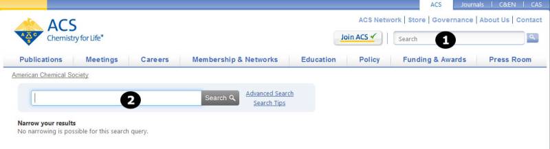 Screenshot of basic Search page