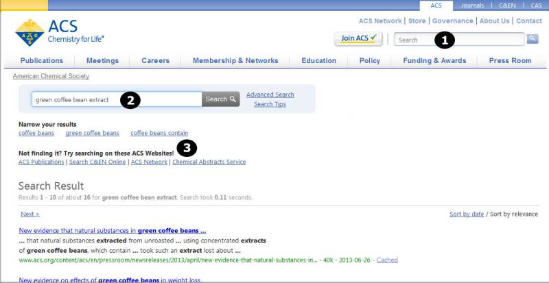 Screenshot of Advanced Search page