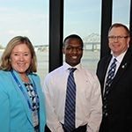 Project SEED Coordinator Irene McGee (left) chats with SEED alumnus Brian Foster and 2018 ACS President Peter Dorhout at a donor reception in New Orleans last year.  