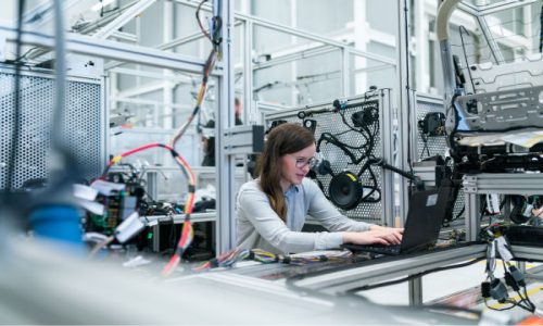 Image of woman in a product engineering lab
