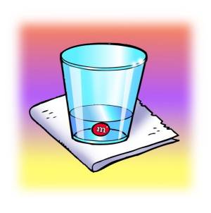 illustration of an m&m in a cup of water
