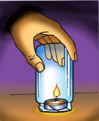 Placing jar over lit candle