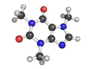 An illustration of a caffeine molecule 
