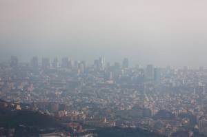 Air pollution surrounding a populated city