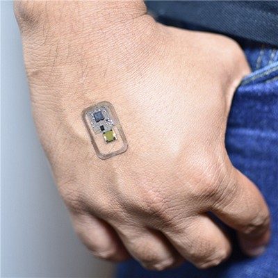 A nicotine sensor on person's hand