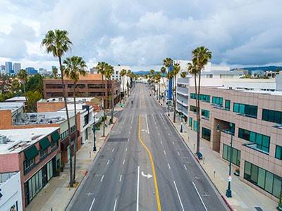 empty Los Angeles streets during COVID-19 lockdown