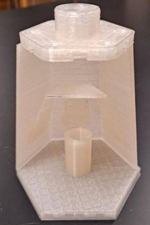 Cross-section of 3D printed water filter, with a place for attachment to a faucet