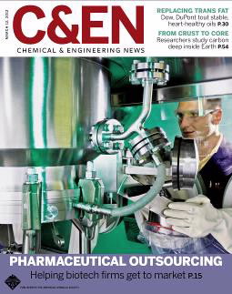 C&EN cover featuring phramaceutical lab equipment