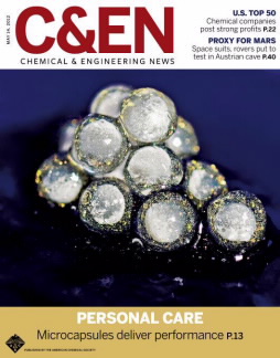 C&EN cover image featuring a close up of a pile of microcapsules