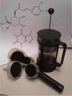 used coffee grounds in filter and espresso coffeemaker