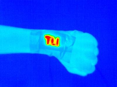 Infrared image of active wristband heater 