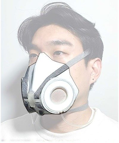 Man wearing respirator face mask.