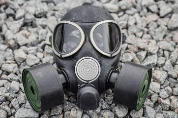 A military-style gas mask.